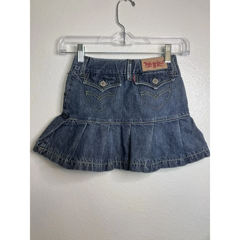 Vintage Y2K 2000s Levi's Denim Skirt Girls 6 Ruffle Country Western